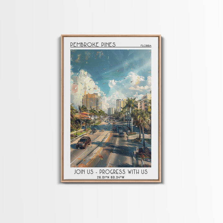 Pembroke Pines Travel Poster, Canvas Print, City Travel Poster, Travel Wall Art, Travel Print, Living Room Wall Art, Vintage Posters