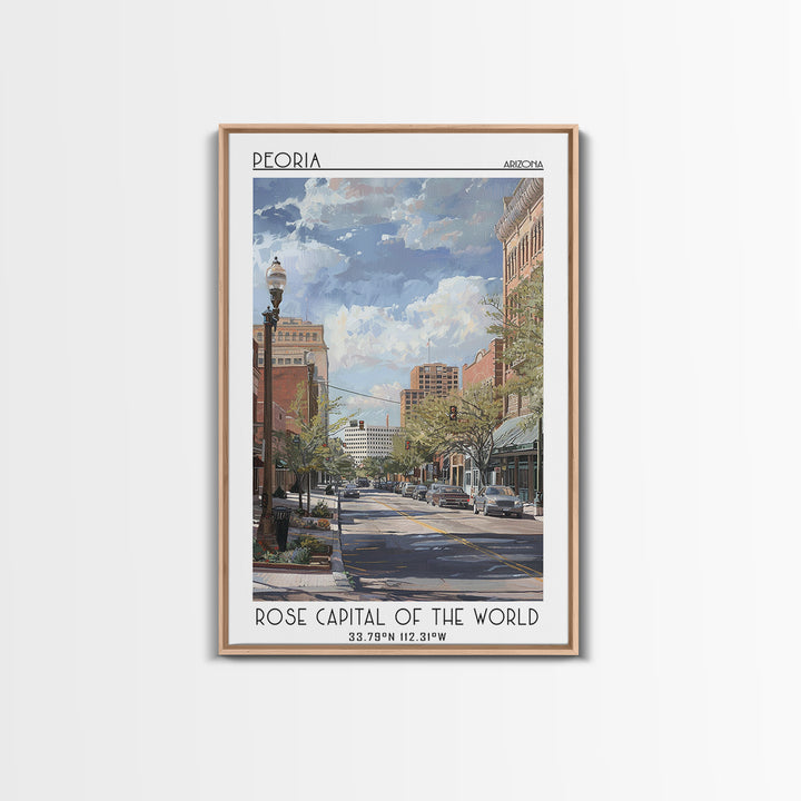 Peoria Travel Poster, Framed Canvas Print, Travel Wall Decor, Minimalist Poster, Modern Wall Decor, Travel Posters, Travel Art Print