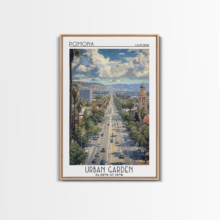 Pomona Travel Poster, Framed Canvas Print, City Art Print, Travel Wall Art, Retro Travel Print, Vintage Travel Print, Travel Posters
