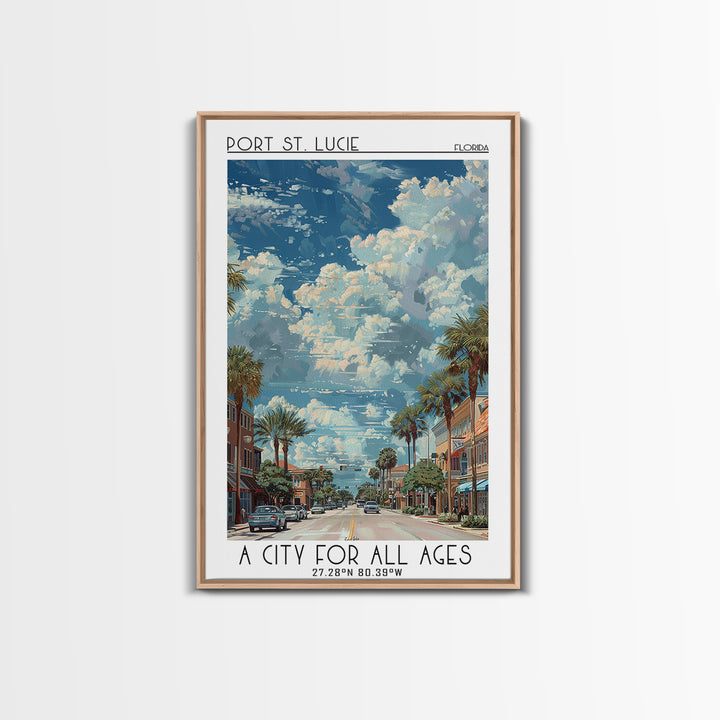 Port St Lucie Travel Poster, Framed Canvas Print, Vintage Travel Print, City Wall Art, Wall Art, Travel Prints, Living Room Wall Art