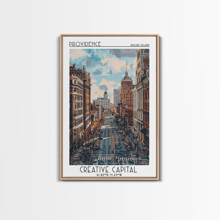 Providence Travel Poster, Canvas Print, Travel Prints, Landscape Art, Fine Art Print, Wall Art, City Illustration, Colorful Wall Art