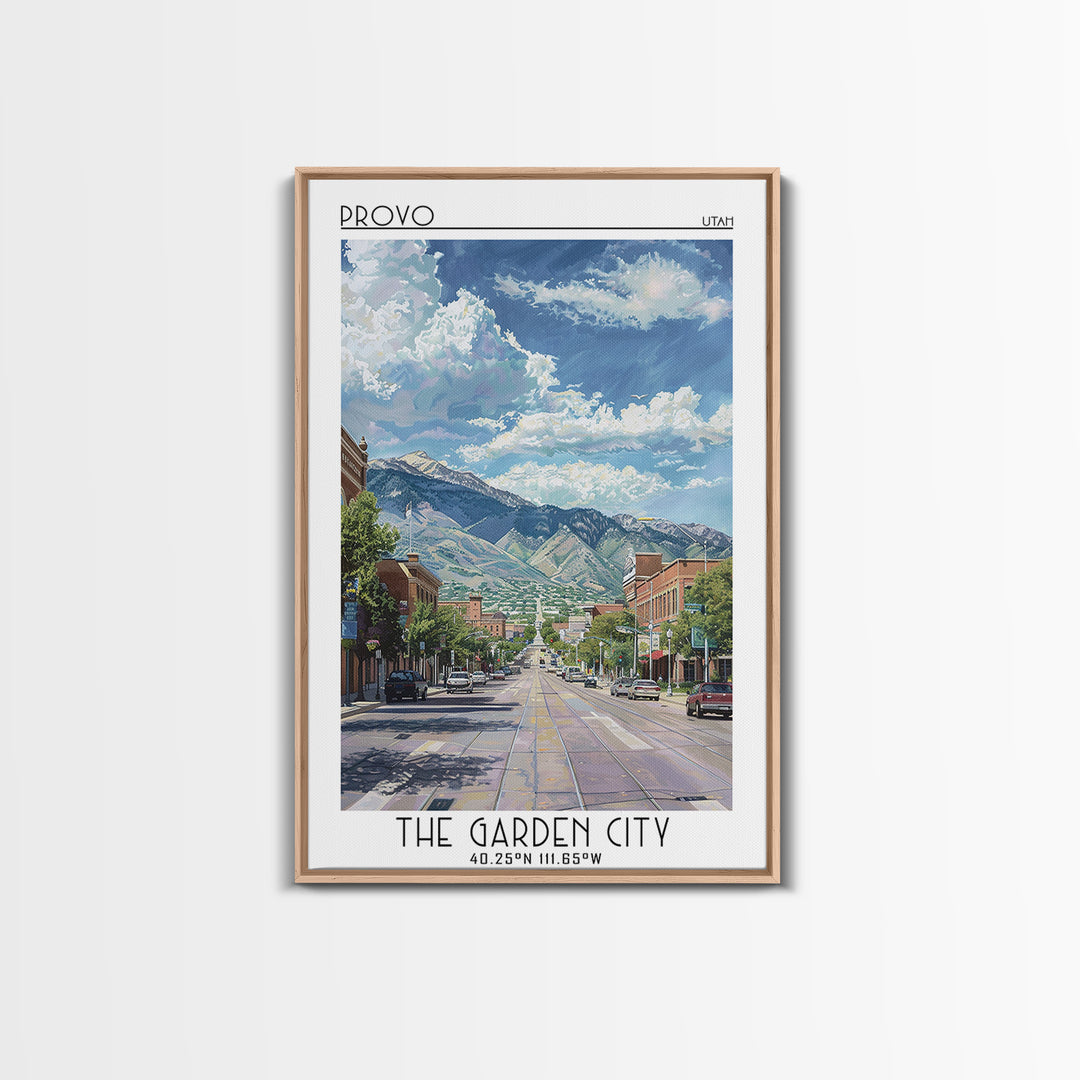 Provo Travel Poster, Framed Canvas Print, City Travel Poster, Travel Wall Decor, Retro Travel Poster, City Art Print, Retro Wall Art