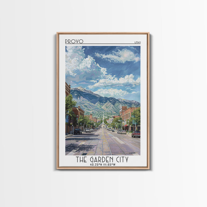 Provo Travel Poster, Framed Canvas Print, City Travel Poster, Travel Wall Decor, Retro Travel Poster, City Art Print, Retro Wall Art