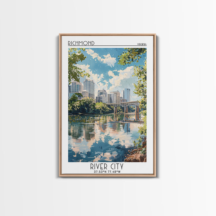 Richmond Virginia Travel Poster, Framed Canvas Print, Travel Prints, Landscape Art, Home Decor, Gallery Wall Set, City Travel Poster