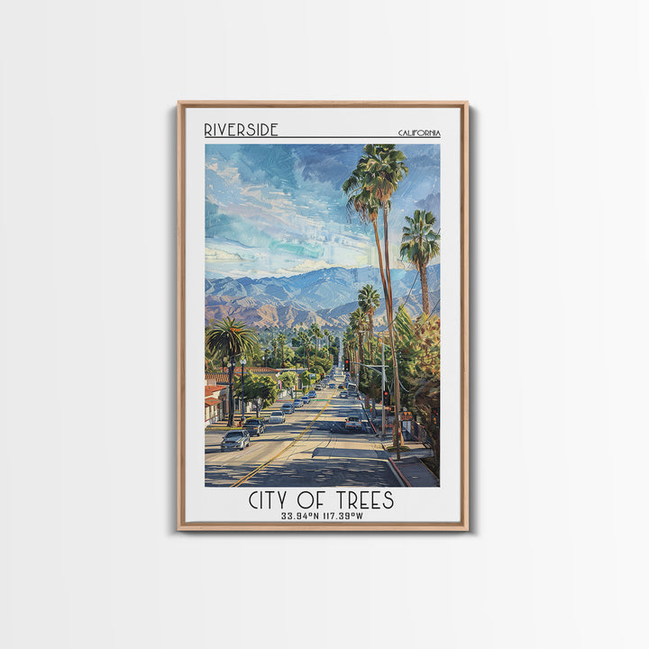 Riverside Travel Poster, Framed Canvas Print, Travel Art Print, Modern Wall Decor, City Art Print, Landscape Art, City Travel Poster