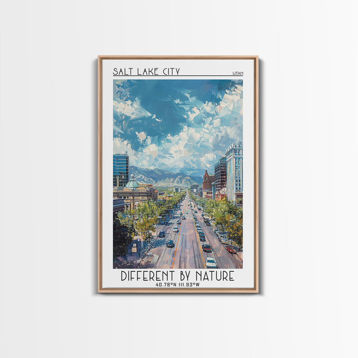 Salt Lake City Travel Poster, Framed Canvas Print, Retro Wall Art, Travel Print, Vintage Posters, City Art Print, Retro Travel Print