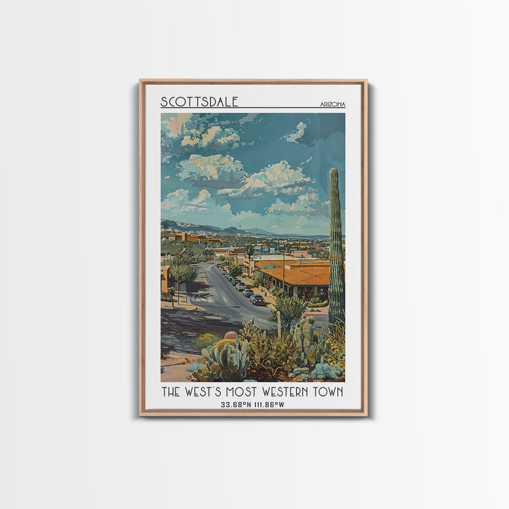 Scottsdale Travel Poster, Framed Canvas Print, City Art Print, Travel Wall Art, Vintage Poster, Gallery Wall Set, Vintage Travel Art