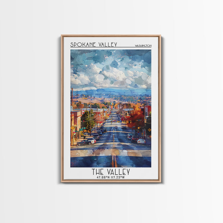 Spokane Valley Travel Poster, Canvas Print, Travel Wall Decor, Minimalist Poster, Living Room Wall Art, City Art Print, Travel Print