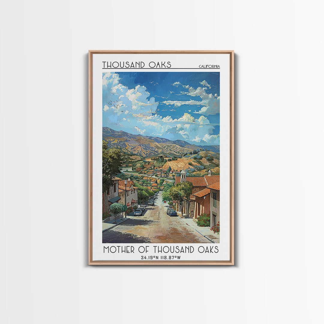Thousand Oaks Travel Poster, Framed Canvas Print, Retro Travel Poster, City Wall Art, Retro Travel Print, Poster Print, Travel Print