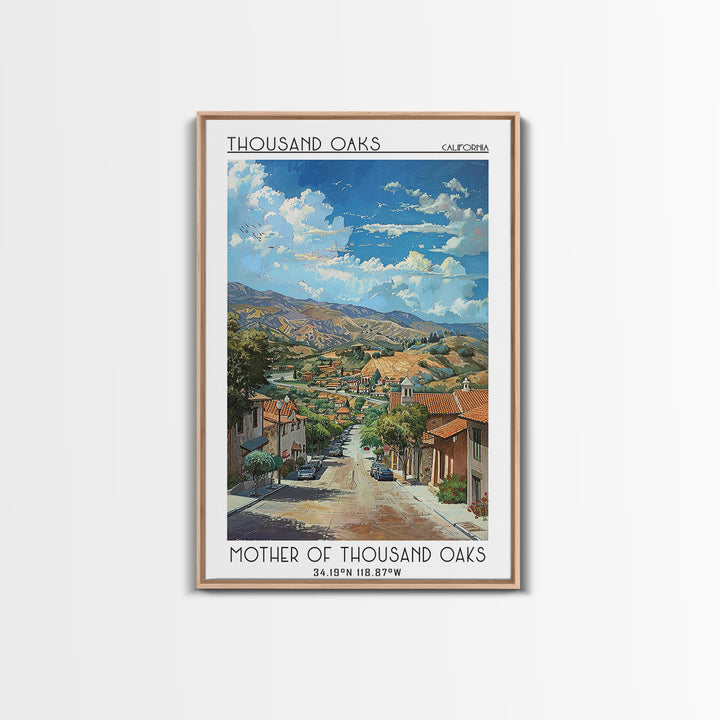 Thousand Oaks Travel Poster, Framed Canvas Print, Retro Travel Poster, City Wall Art, Retro Travel Print, Poster Print, Travel Print