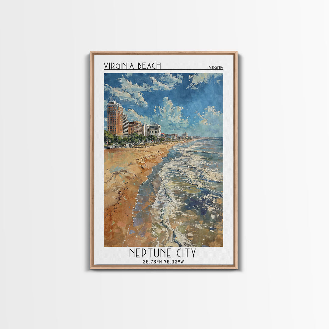 Virginia Beach Travel Poster, Canvas Print, City Travel Poster, Travel Wall Art, Vintage City Poster, Vintage Travel, City Art Print
