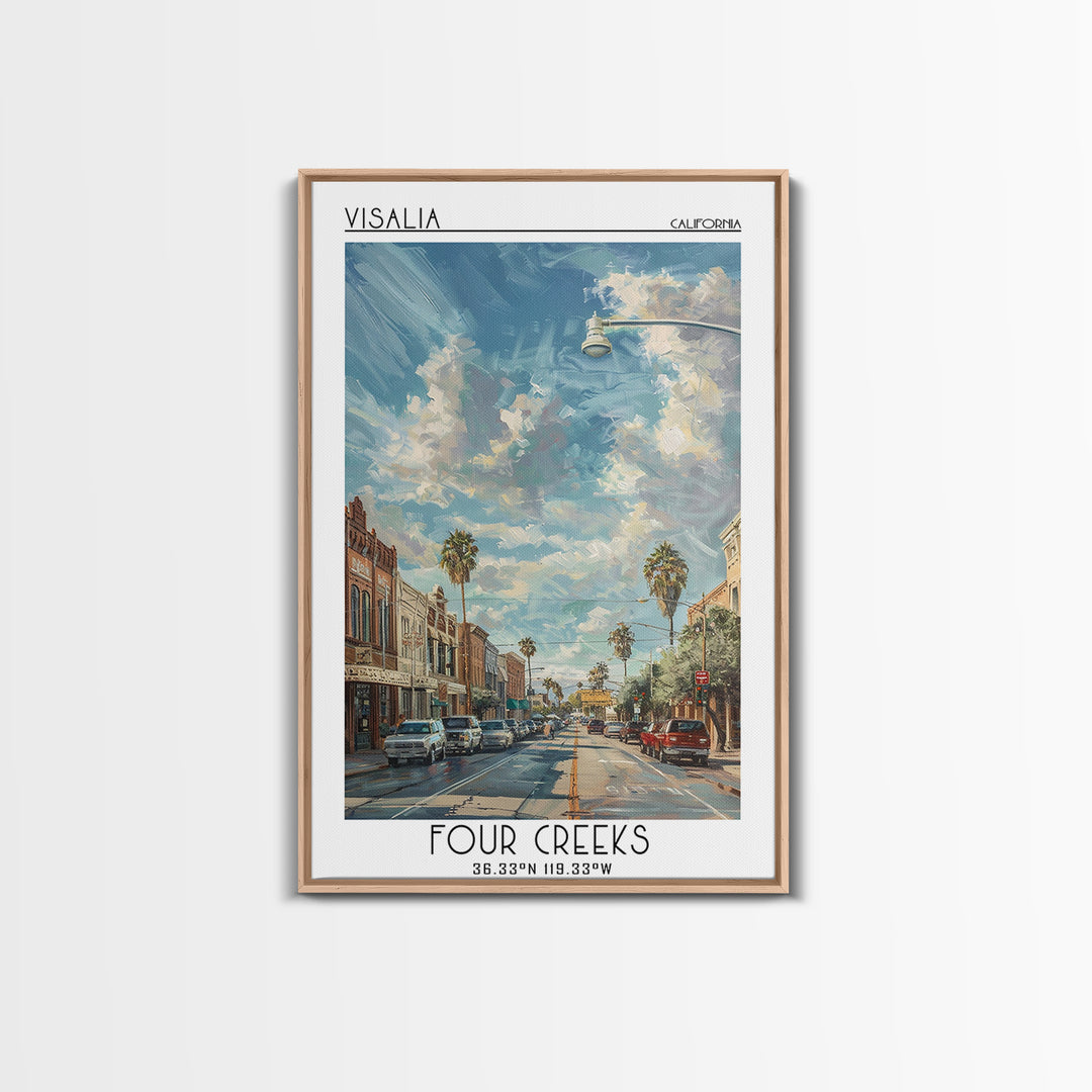 Visalia Travel Poster, Framed Canvas Print, City Travel Poster, Vintage City Poster, Wanderlust Gift, Travel Posters, Vintage Travel
