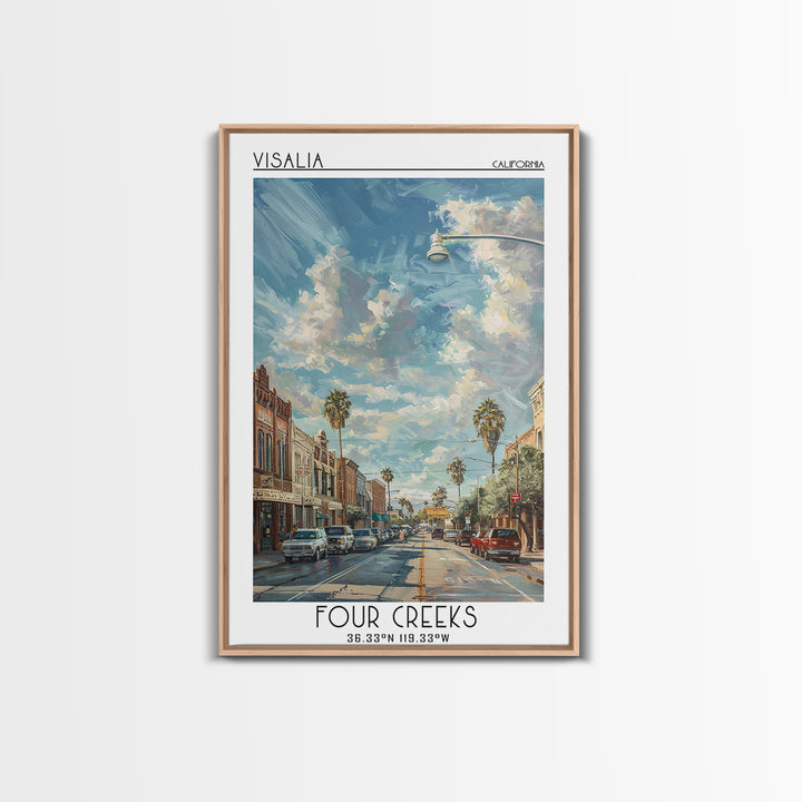 Visalia Travel Poster, Framed Canvas Print, City Travel Poster, Vintage City Poster, Wanderlust Gift, Travel Posters, Vintage Travel
