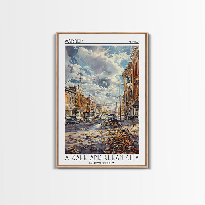 Warren Travel Poster, Canvas Print, City Travel Poster, Vintage City Poster, Minimalist Poster, City Art Print, Living Room Wall Art