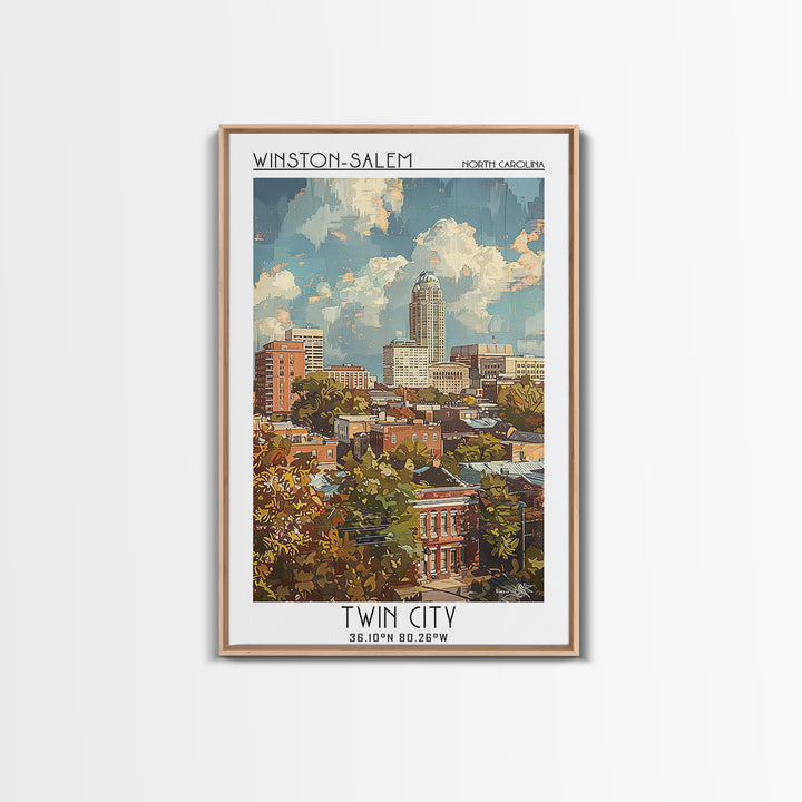 Winston-Salem Travel Poster, Canvas Print, City Travel Poster, Travel Wall Decor, Colorful Wall Art, City Art Print, Travel Wall Art