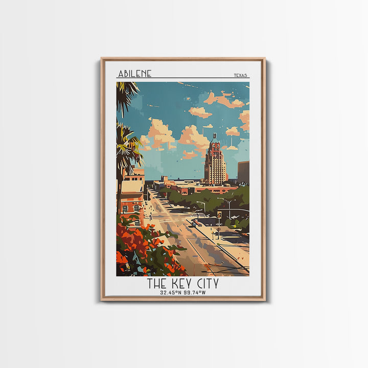 Abilene Travel Poster, Framed Canvas Print, Travel Wall Decor, Minimalist Poster, Travel Prints, Mid Century Wall Art, City Wall Art