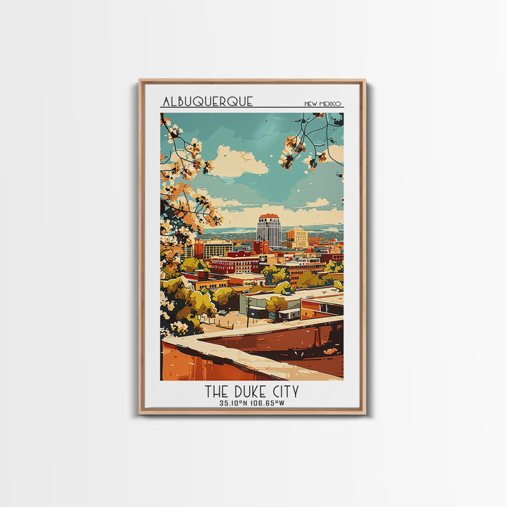 Albuquerque Travel Poster, Canvas Print, Retro Wall Art, Travel Print, Wall Art, Retro Travel Print, City Illustration, Travel Decor