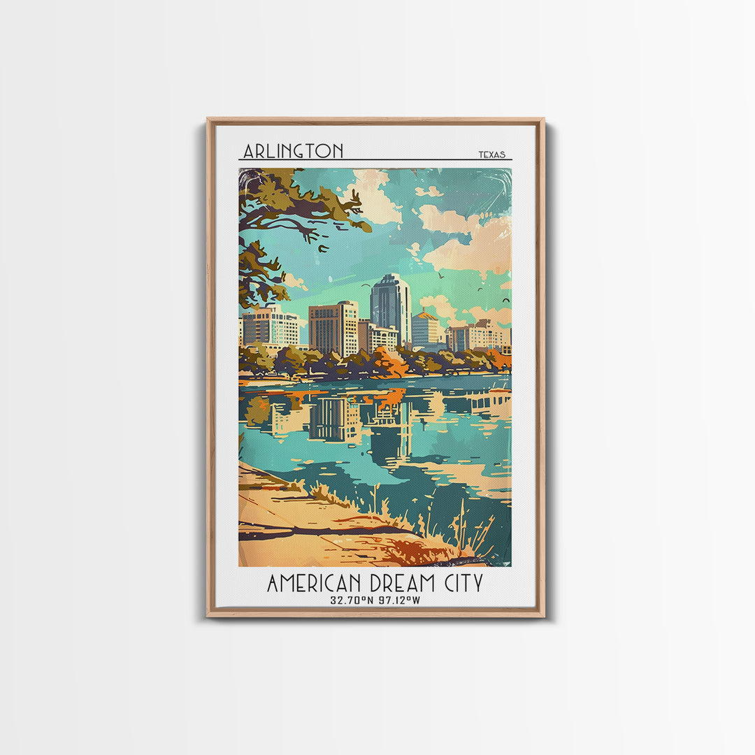 Arlington Travel Poster, Framed Canvas Print, City Travel Poster, Travel Wall Art, City Art Print, City Illustration, Vintage Poster