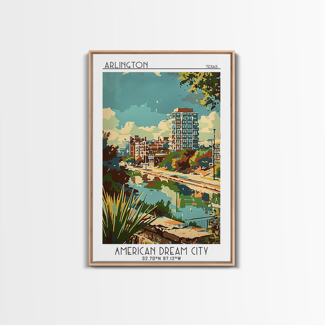 Arlington Texas Travel Poster, Framed Canvas Print, Poster Print, Travel Wall Art, Retro Travel Poster, Travel Print, Retro Wall Art