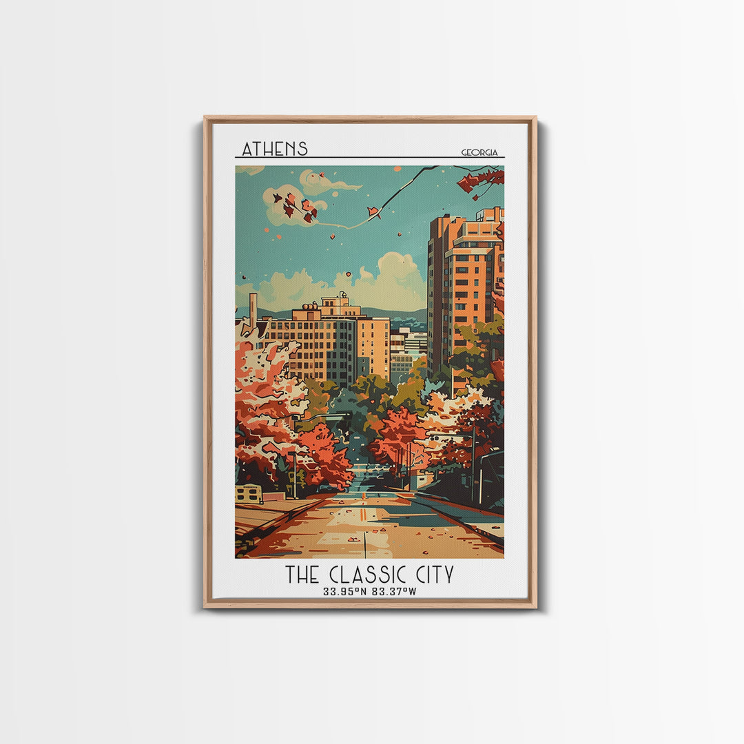 Athens Travel Poster, Framed Canvas Print, Travel Wall Decor, Minimalist Poster, City Wall Art, Travel Art Print, City Travel Poster