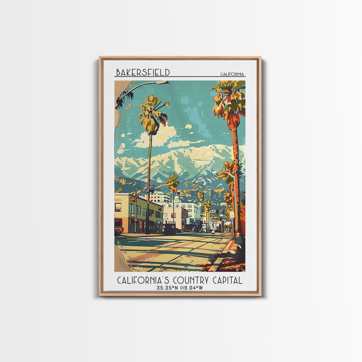 Bakersfield California Travel Poster, Canvas Print, City Art Print, Travel Wall Art, Retro Wall Art, Minimalist Poster, Travel Decor