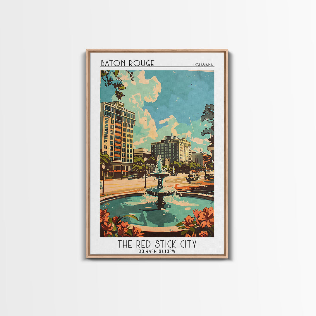 Baton Rouge Travel Poster, Framed Canvas Print, City Art Print, Travel Wall Art, Minimalist Poster, Travel Art Print, Fine Art Print