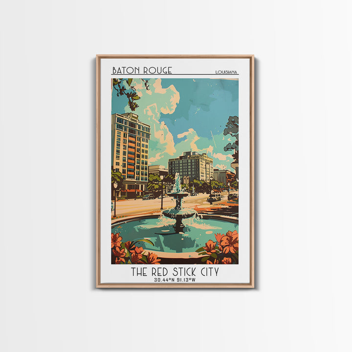 Baton Rouge Travel Poster, Framed Canvas Print, City Art Print, Travel Wall Art, Minimalist Poster, Travel Art Print, Fine Art Print