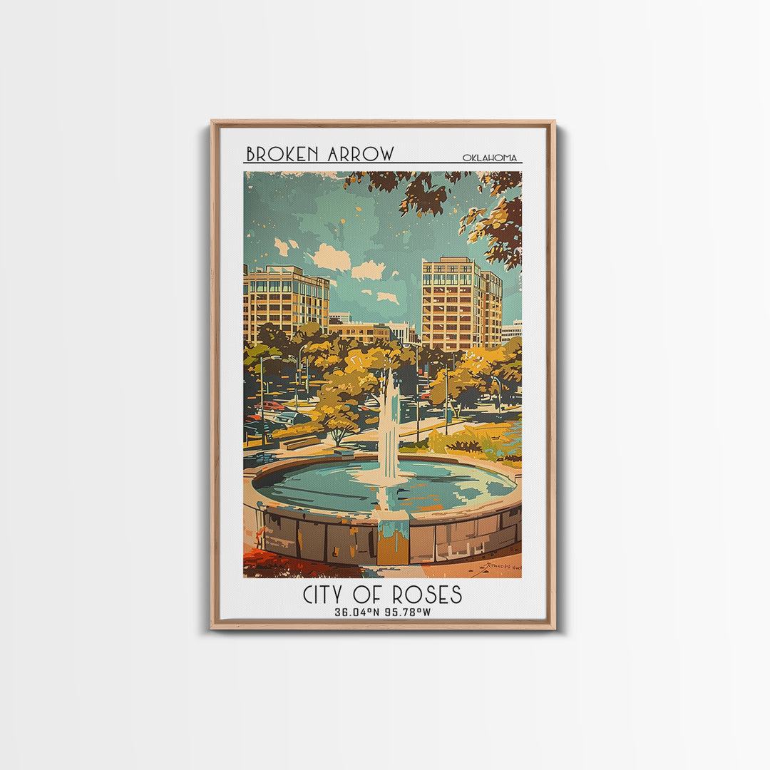 Broken Arrow Oklahoma Travel Poster, Canvas Print, City Travel Poster, Vintage City Poster, Poster Print, Gallery Wall Set, Wall Art