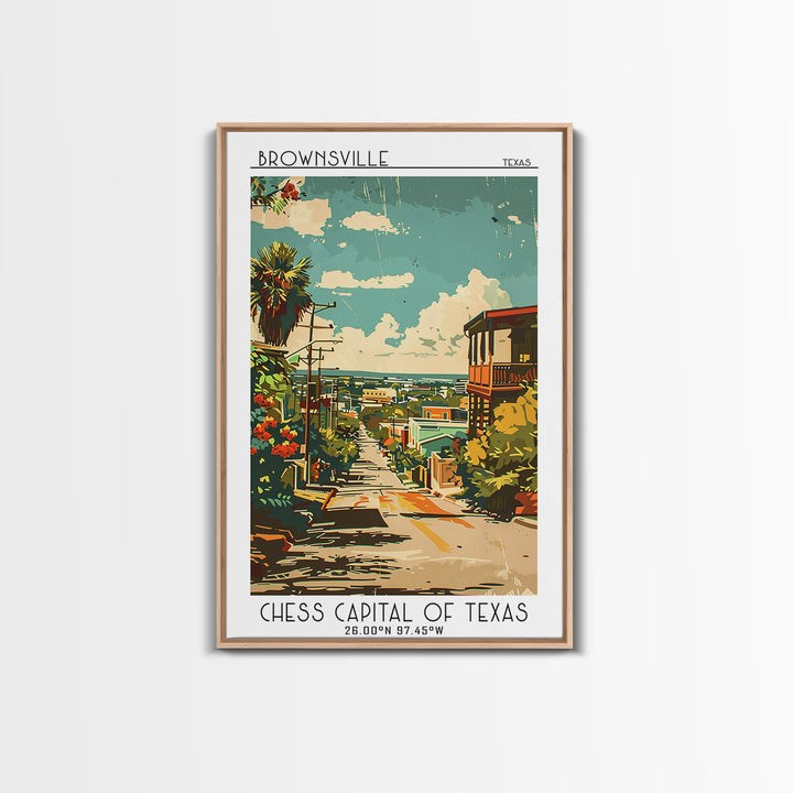 Brownsville Travel Poster, Framed Canvas Print, Poster Print, Travel Wall Art, Gallery Wall Set, Vintage Posters, Retro Travel Print
