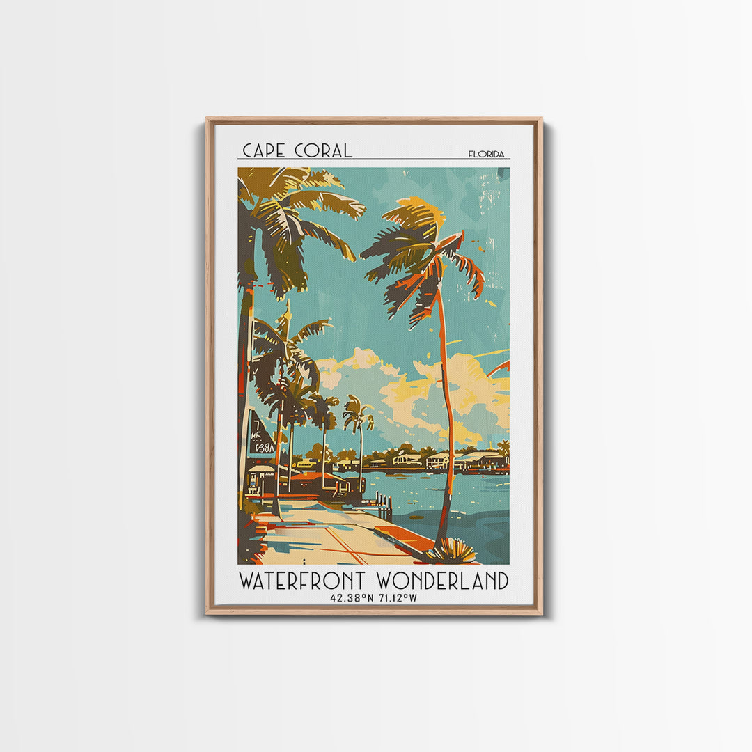 Cape Coral Travel Poster, Framed Canvas Print, Travel Wall Art, City Wall Art, Wall Art, Colorful Wall Art, Landscape Art, Art Print