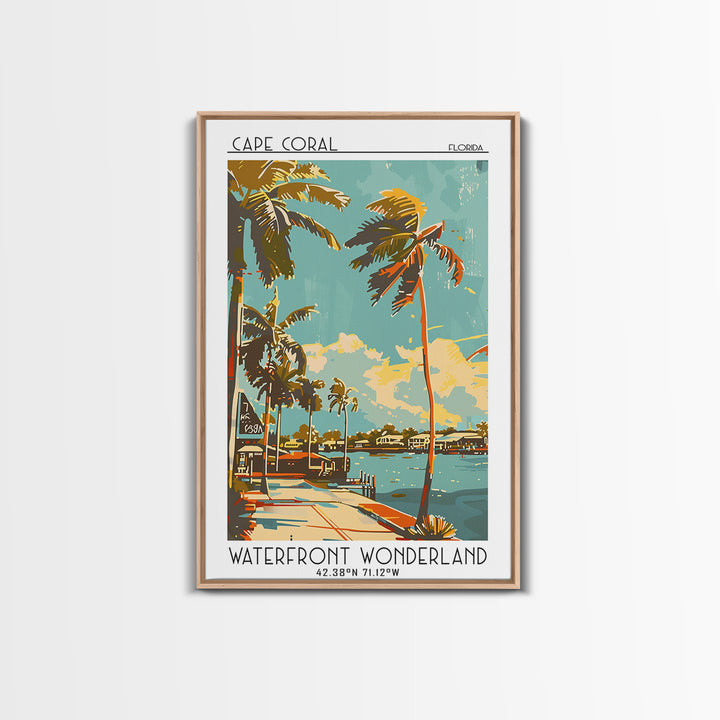 Cape Coral Travel Poster, Framed Canvas Print, Travel Wall Art, City Wall Art, Wall Art, Colorful Wall Art, Landscape Art, Art Print