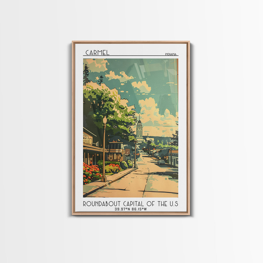 Carmel Travel Poster, Framed Canvas Print, Poster Print, Travel Wall Art, Travel Posters, Mid Century Wall Art, Watercolor Cityscape