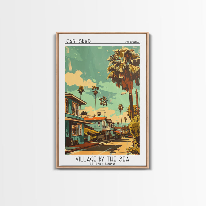 Carlsbad Travel Poster, Framed Canvas Print, City Travel Poster, Travel Wall Decor, Gallery Wall Set, Wall Art, Mid Century Wall Art