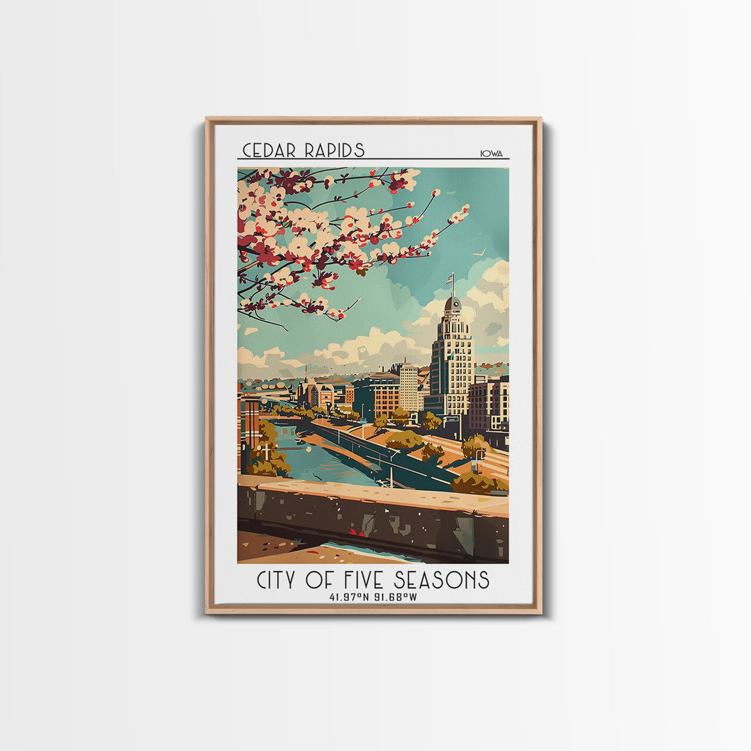 Cedar Rapids Travel Poster, Canvas Print, Travel Wall Art, City Wall Art, Travel Art Print, Retro Travel Print, Mid Century Wall Art