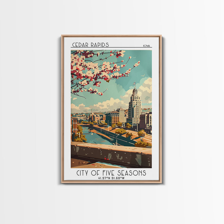 Cedar Rapids Travel Poster, Canvas Print, Travel Wall Art, City Wall Art, Travel Art Print, Retro Travel Print, Mid Century Wall Art