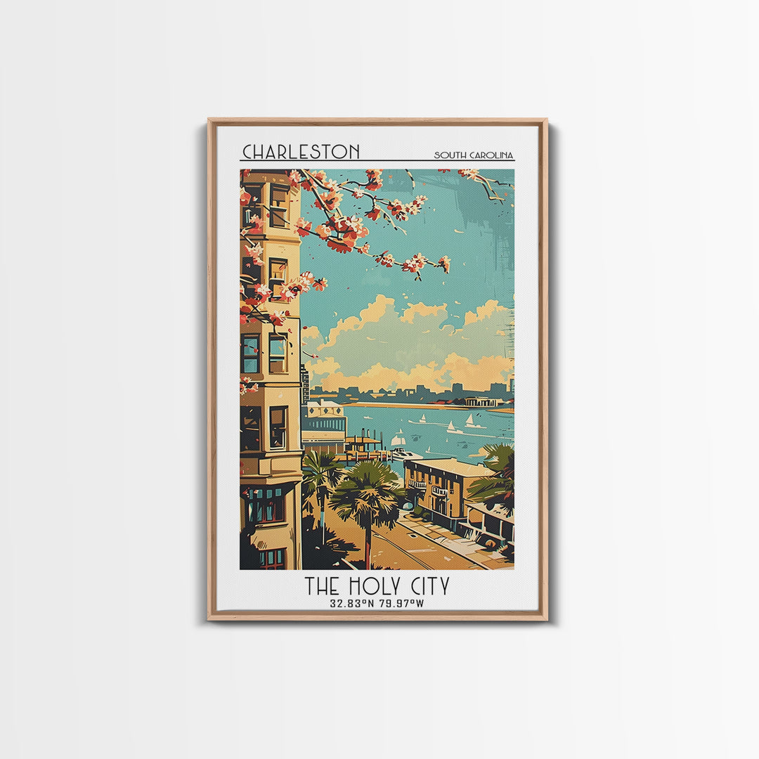 Charleston Travel Poster, Framed Canvas Print, City Travel Poster, Vintage City Poster, Gallery Wall Set, Poster Art, Travel Posters