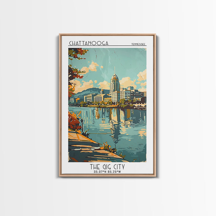 Chattanooga Tennessee Travel Poster, Framed Canvas Print, Travel Wall Decor, Minimalist Poster, City Travel Poster, Travel Art Print