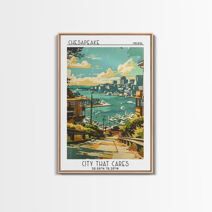 Chesapeake Travel Poster, Framed Canvas Print, Vintage Travel Print, City Wall Art, Fine Art Print, Vintage Travel, Gallery Wall Set