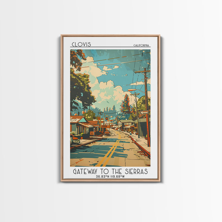 Clovis California Travel Poster, Framed Canvas Print, Travel Wall Art, City Wall Art, Fine Art Print, Wall Art, Vintage Travel Print