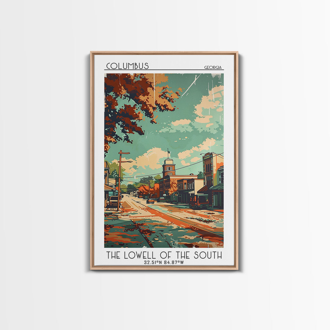Columbus Georgia Travel Poster, Framed Canvas Print, City Travel Poster, Travel Wall Decor, Travel Prints, Fine Art Print, Art Print