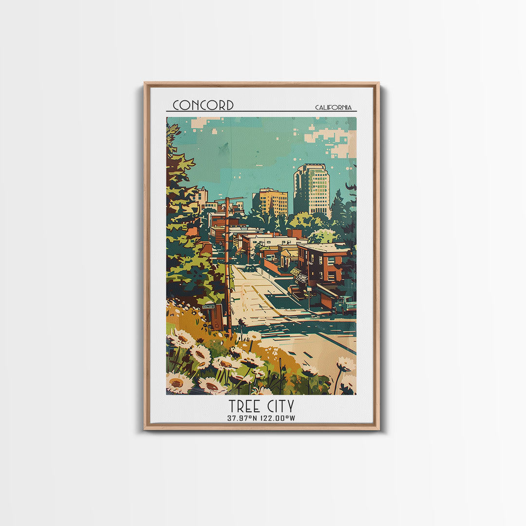 Concord Travel Poster, Framed Canvas Print, City Art Print, Travel Wall Art, Fine Art Print, City Travel Poster, Retro Travel Poster