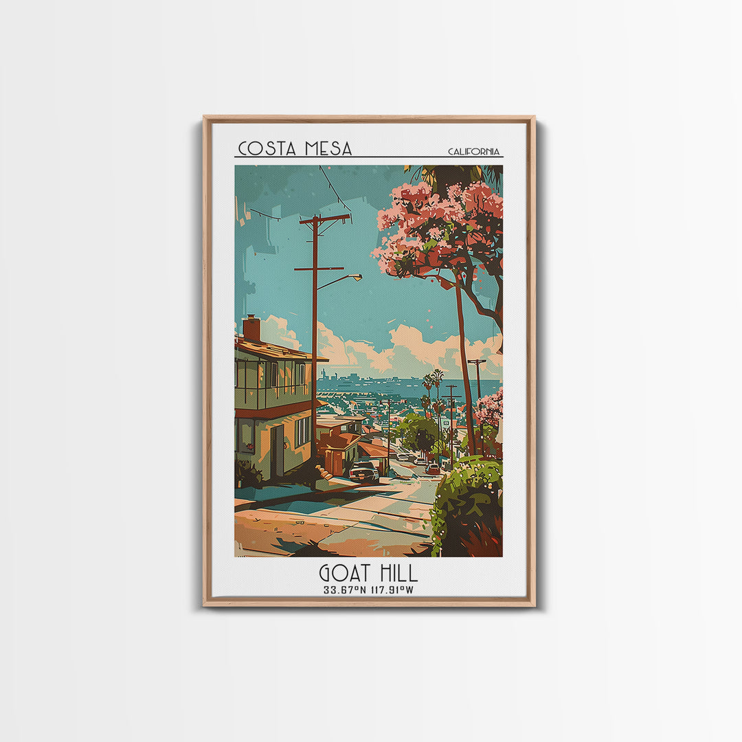 Costa Mesa Travel Poster, Canvas Print, Travel Prints, Landscape Art, Travel Wall Decor, Travel Wall Art, Poster Art, Retro Wall Art
