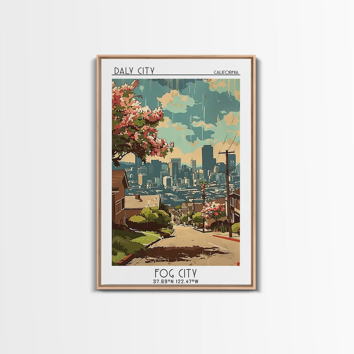 Daly City California Travel Poster, Canvas Print, Poster Print, Travel Wall Art, Vintage Posters, Retro Wall Art, Vintage Travel Art