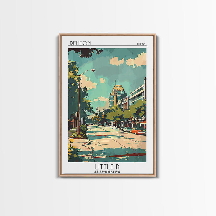 Denton Texas Travel Poster, Framed Canvas Print, City Travel Poster, Travel Wall Art, Poster Print, Fine Art Print, Travel Art Print