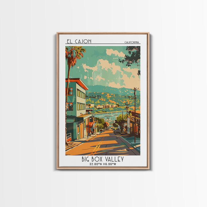 El Cajon Travel Poster, Framed Canvas Print, Poster Print, Travel Wall Art, Home Office Decor, City Travel Poster, City Illustration