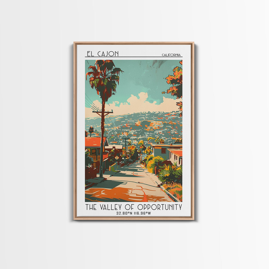 El Cajon California Travel Poster, Canvas Print, Travel Wall Art, City Wall Art, Wanderlust Gift, Vintage Travel Print, Poster Print