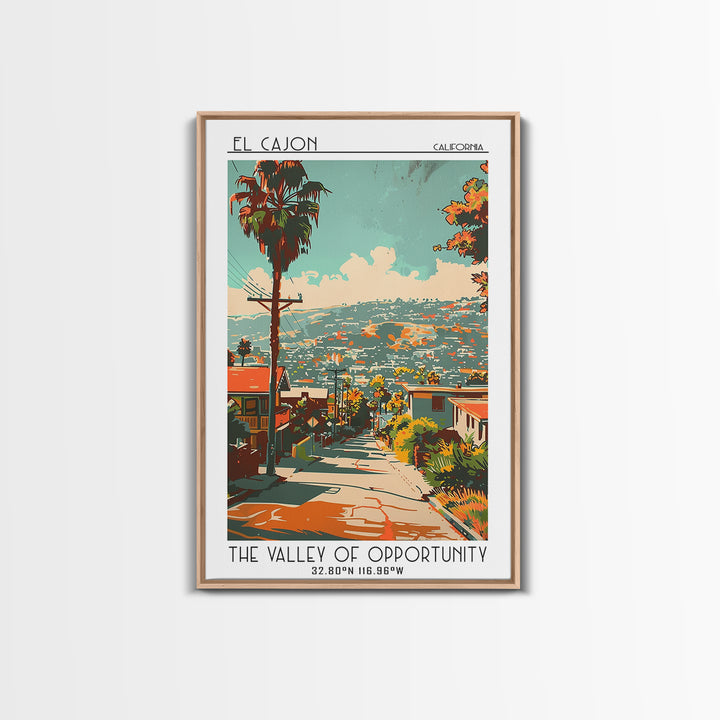 El Cajon California Travel Poster, Canvas Print, Travel Wall Art, City Wall Art, Wanderlust Gift, Vintage Travel Print, Poster Print