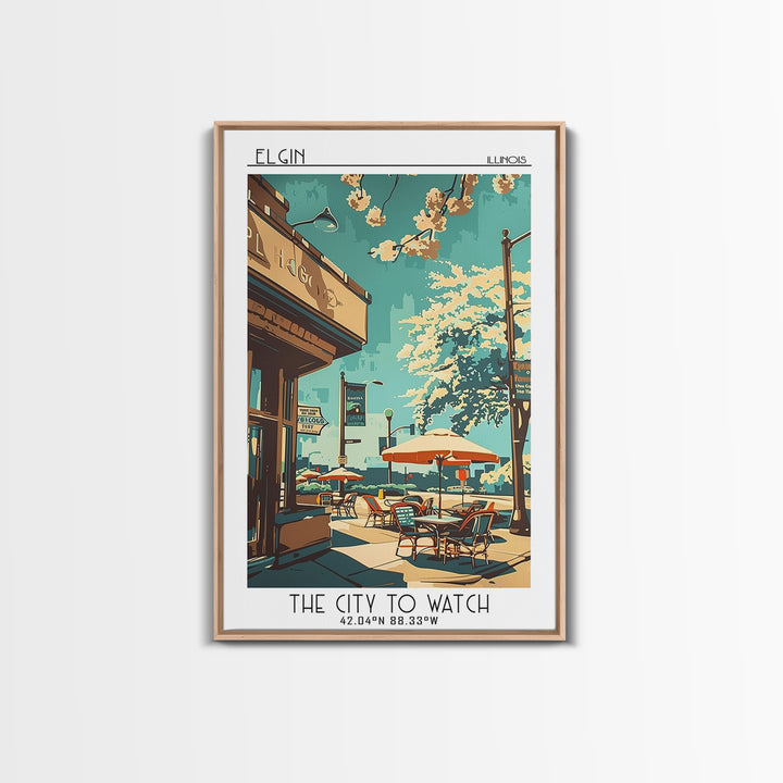 Elgin Travel Poster, Framed Canvas Print, City Art Print, Travel Wall Art, City Travel Poster, Colorful Wall Art, Retro Travel Print