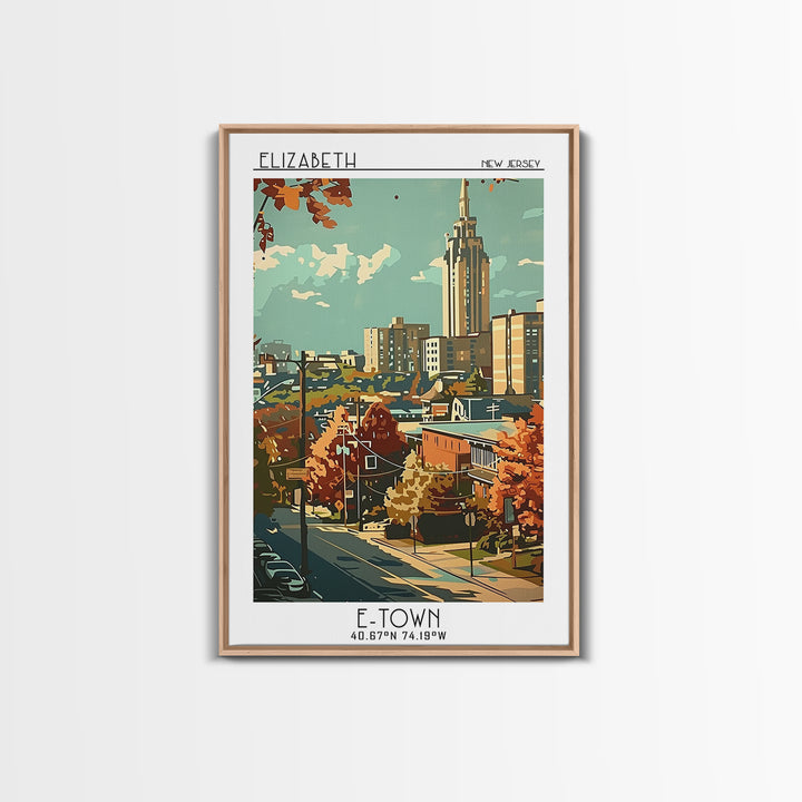 Elizabeth Travel Poster, Framed Canvas Print, City Travel Poster, Vintage City Poster, Retro Wall Art, Vintage Travel, Travel Prints