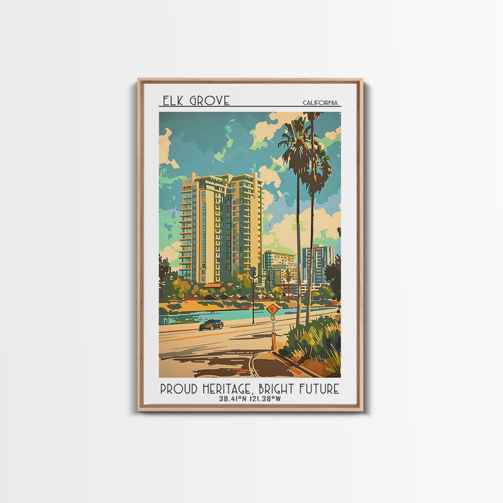 Elk Grove California Travel Poster, Framed Canvas Print, Retro Wall Art, Travel Print, Travel Posters, Travel Prints, Vintage Poster
